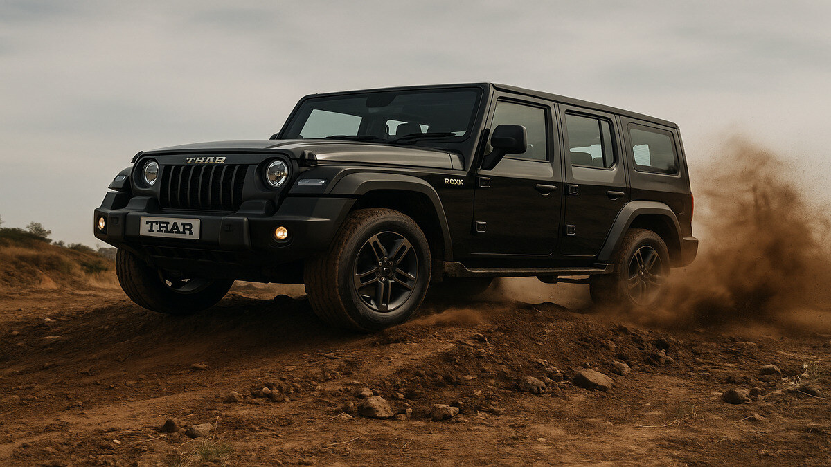 Mahindra Thar ROXX off road driving on rough terrain